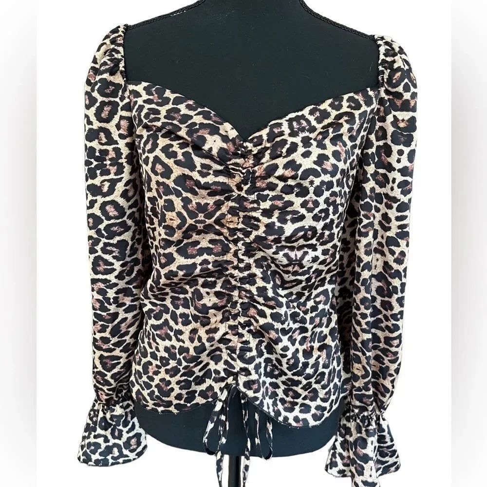 New with tags Nasty Gal Animal print blouse, brown, size 10 UK, US 6.